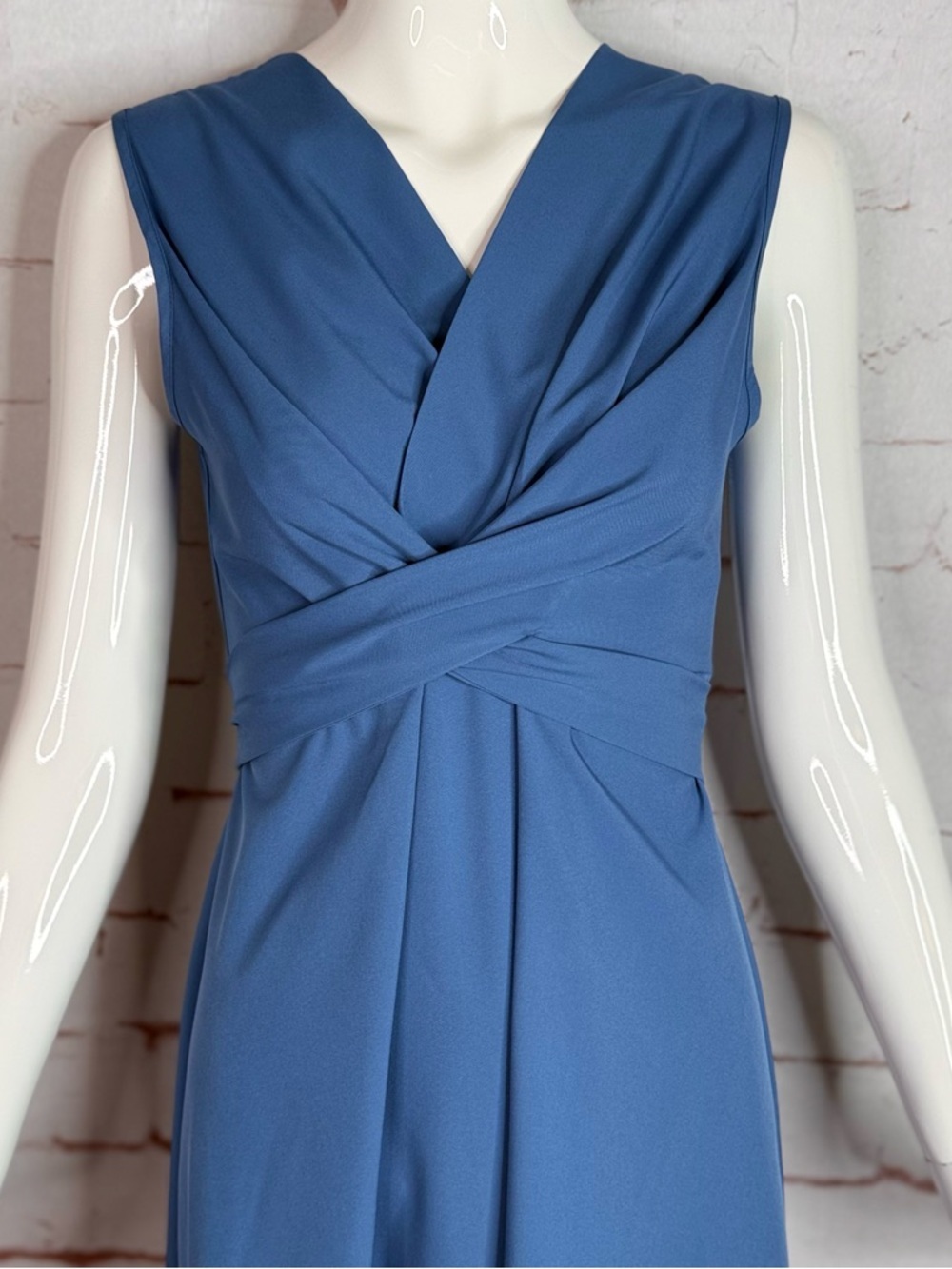 Slate Blue Wrap Dress Lightweight Sleeveless Knee Length Size XS New With Tag - Picture 11 of 16